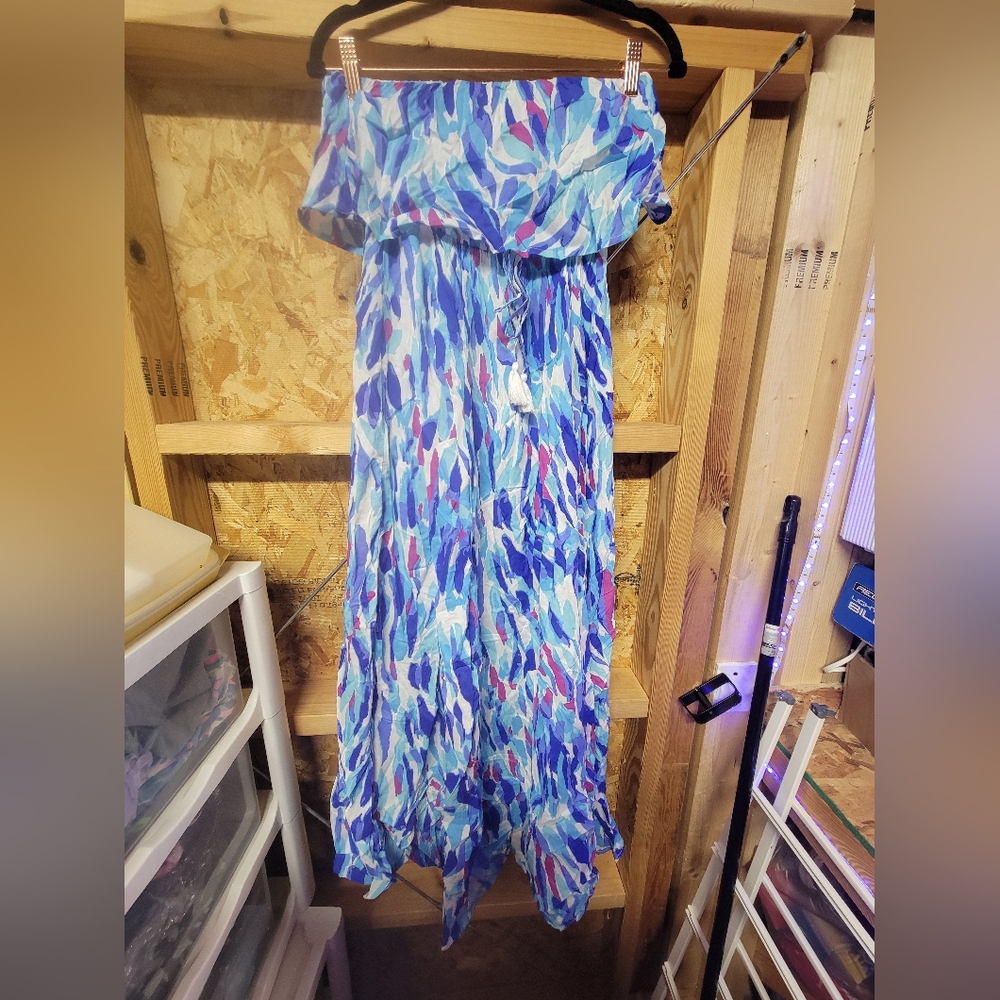 Japna‎ NEW NWT Abstract Watercolor Printed Strapless Maxi Dress Size XS